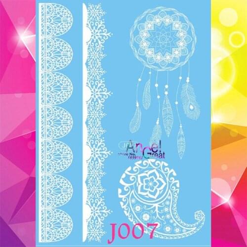 1PC Dreamcatcher Design Fake White Henna Waterproof Temporary Tattoo Stickers AJ007 Women Girls Removable Flash Tattoo Shoulder