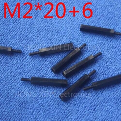 M2*20+6 1pcs Black nylon Standoff Spacer Standard M2 Male-Female 20mm Standoff Kit Repair parts High Quality