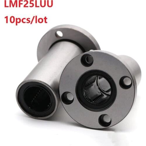 10pcs/lot LMF25LUU Long Type Round Flange Linear Bushing linear Bearing for linear shaft CNC 3D printer