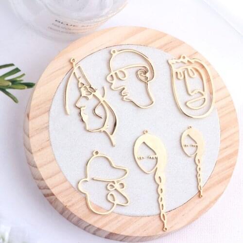 10pcs Punk Human Face Drop Earrings For Women Trendy Korean Retro Abstract Hollow Hand Metal Fashion Dangle Earring Diy Jewelry