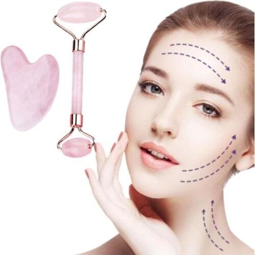 2pcs/set Resin Face Massage Roller Set Gua Sha Scraper Board Face Lift Up Wrinkle Remover Gua Sha Massage Tool For Face