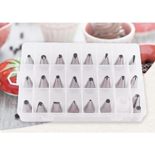 24 pcs/set 120pcs=5 set Cake Piping Nozzles Stainless Steel Pastry Icing Flower Tips Cake Decorating Mouth Cream Icing YH930