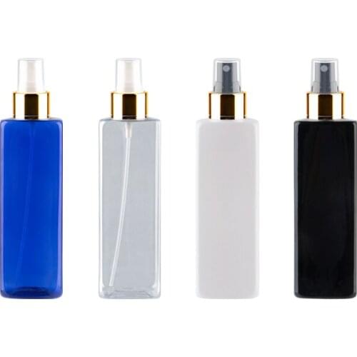 250ml x 25 White Clear Blue Black Plastic Bottles With Gold Aluminum-Plastic Sprayer Pump PET Refillable Container For Cosmetics