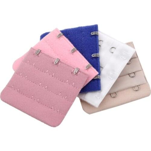 5 Pcs Lady 3 Rows Bra Back Bank Extenders Buckle Hook Khaki Dark Blue Pink