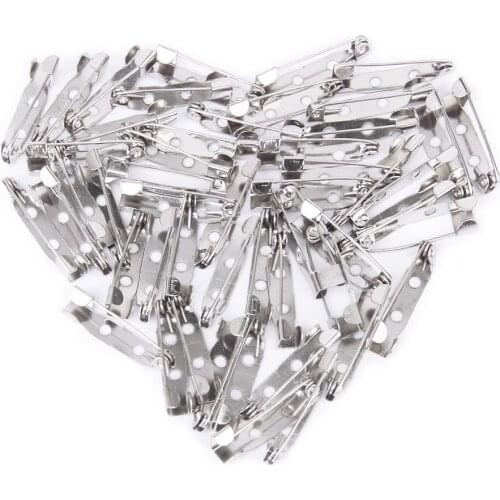 50 Pcs High Quality Brooch Pins Back Bar Pins 20 mm Safety Lock For DIY Brooch Jewelry Accessory Parts Silver Color Brooch Pins