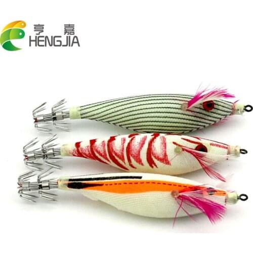 9PCS 10cm 9.8g round belly wood shrimp luminous fishing baits squid jig fishing lures pike bass isca de pesca fishing tackles