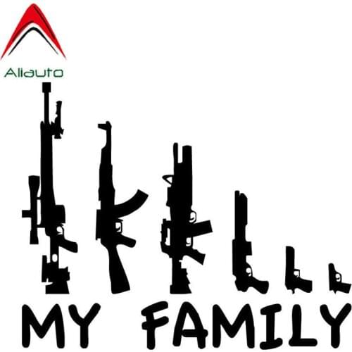 Aliauto Creative Car Sticker My Family Gun Cartoon Fun Vinyl Accessories PVC Decal for Motorcycle Volvo Honda Civic,19cm*17cm