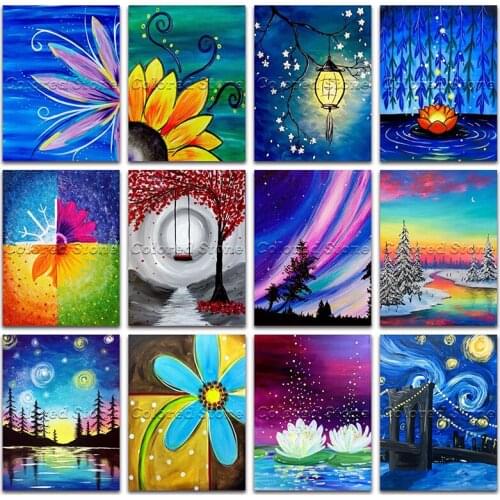 New Diamond painting Flowers Cartoon Sunset aurora 5D DIY Full Square Drill embroidery Cross stitch 3D mosaic child Drawing 861