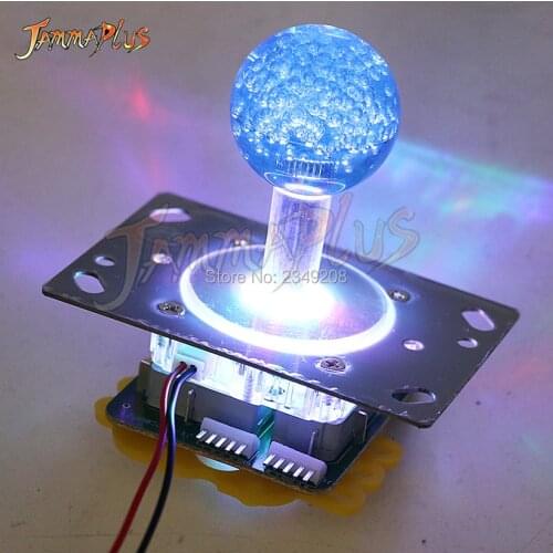 Arcade LED Joystick with Crystal Babble ball top 7colors Illuminated LED Joystick with 8 way 4 way restrictor for fish joystick