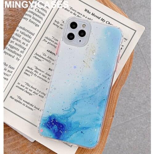 Glitter Foil Gradient Color Phone Cases for Iphone 7Plus X 11 Pro Xs Max 8Plus Xr Drop Glue Back Cover Shockproof Case Fundas