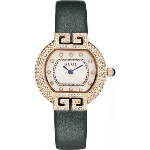 New Fashion Ladies Diamond Gold Watches Women Fashion leather Strap Analog Quartz Round Wrist Watch Waterproof Gift reloj mujer