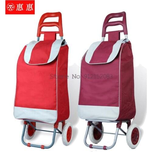 Two-wheeled Shopping Cart, Grocery Cart, Foldable Portable Trolley, Detachable Rainproof And Silent Portable Cart Trailer