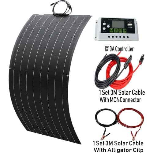 Solar System Flexible Solar Panel 100 Watt With 10A Solar Controller Module Cable 3M solar Cable 12V Solar Charger