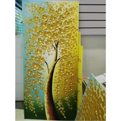 Oil Painting Decor Money tree Art handmade Modern Canvas on Palette knife Tree 3D Flowers Paintings Home living room 2018011107