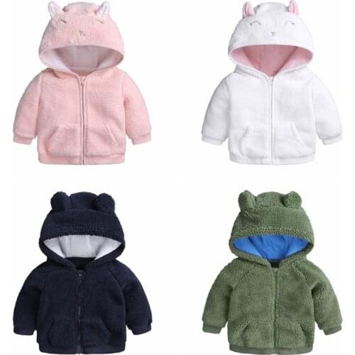 Baby Coats Autumn Kids Clothes Cute Hooded Jackets For Girls Boys Fleece Cartoon Bear Infant Sweaters Hoodies