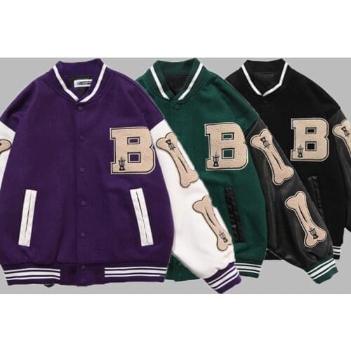 Color Black Jackets Optional Harajuku Unisex Embroidery Vintage Varsity Jacket High Street Casual Women College Baseball Jacket