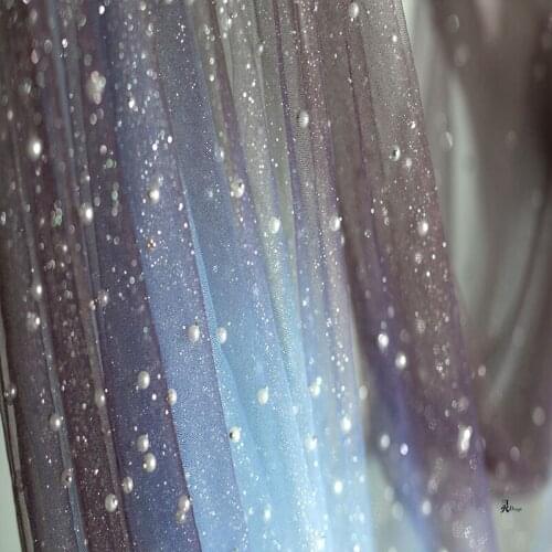 Dream Star River mesh pearl silver gilding designer clothing fabric background DIY mesh fabric