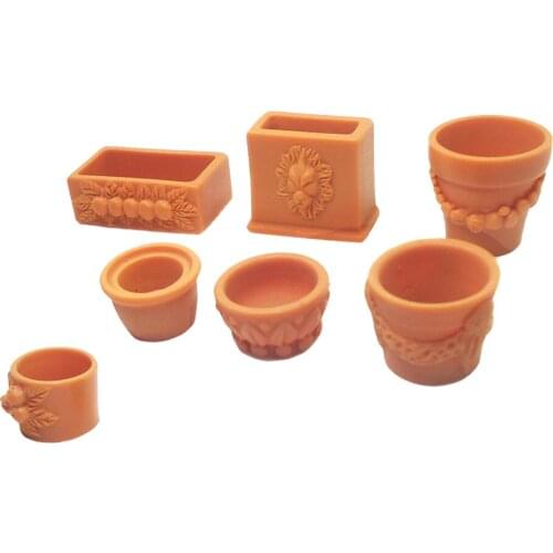 7 Pieces 1 12 Scale Mini Flower Pot - 1/12 Dollhouse DIY Accessories For Fairy Garden Decor Life Scenes Making