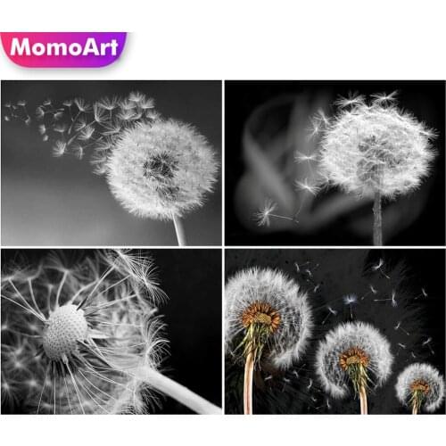 MomoArt Diamond Mosaic Black White New Arrival Diamond Painting Dandelion Flower Cross Stitch Embroidery 5D DIY Decor For Home