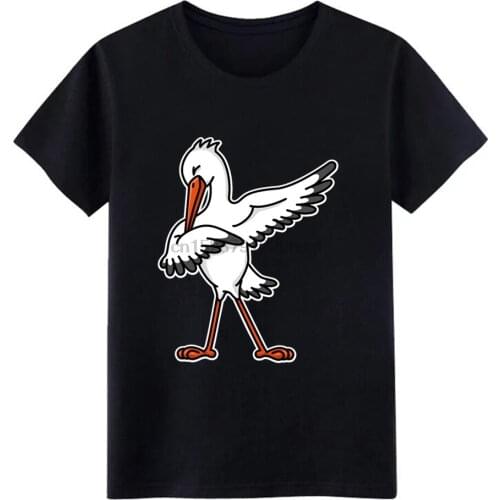Men Dab dabbing stork pregnancy announcement t shirt create 100% cotton Round Collar Costume Fitness Comical shirt