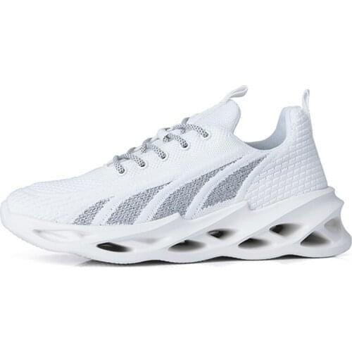 Mens shoes summer breathable reflective flying woven fashion sports running shoes cross-border mens large size casual tide sho