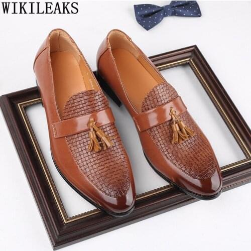 Business Suit Office 2021 Loafers Men Dress Shoes Leather Brown Dress Oxford Shoes for Men Formal Slip on Shoes Men Tassels