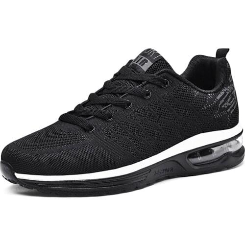 Men Sneakers Air Cushion Outdoor Walking Shoes Mesh Breathable Sport Running Shoes Low Top Soft Black Casual Sneakers Size 39-44