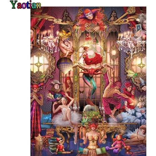 Full Square Drill 5D DIY Diamond Painting Clown Circus 3D Embroidery Set Cross Stitch Crystal painting Mosaic Stickers Decor