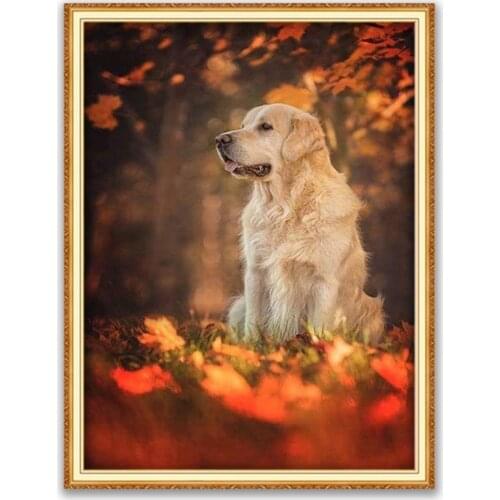 Animal Golden Retriever DIY Cross Stitch Embroidery 11CT Kits Needlework Craft Set Printed Canvas Cotton Thread Home Hot Sell
