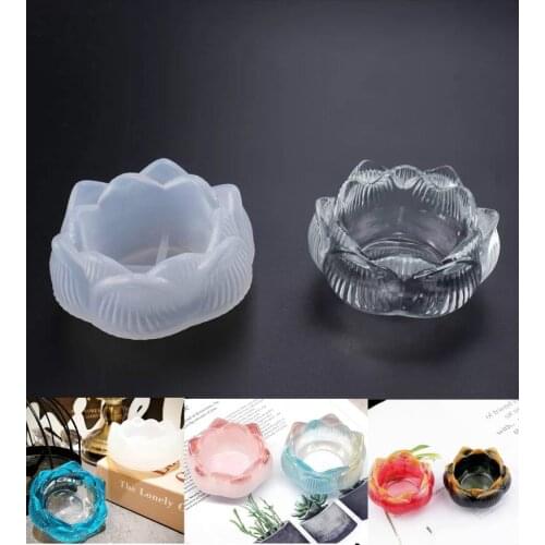NEW Transparent DIY Ashtray Mold Lotus Candle Holder Storage Box Mould Flower Pot Craft Gift Home Decor Mould