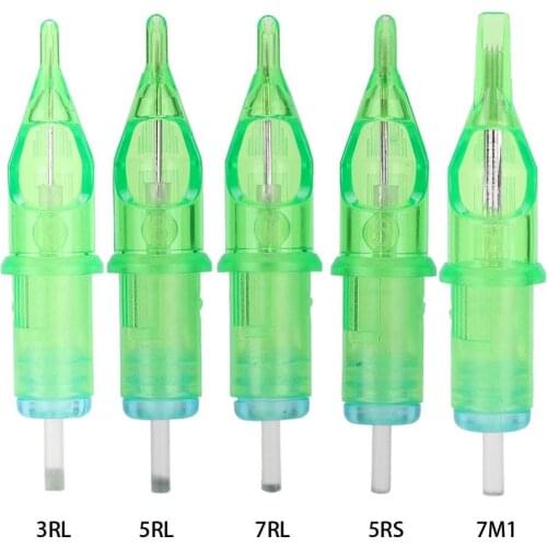 10 Pcs/Set Green Disposable Sterile Tattoo Needle Semi-Permanent Microblading Tattoo Eyebrows Supply 3RL / 5RL / 7RL / 5RS / 7M1