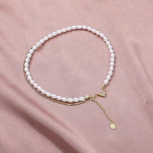 Origin Summer Temperament Asymmetric Cubic Zircon Chokers Necklace for Women Beaded Simulation Pearl Love Heart Necklace Jewelry