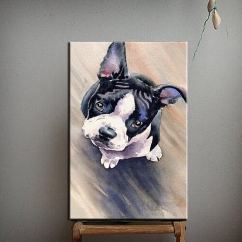 Factory Supply Abstract Modern Cute Animals Oil Painting On Canvas Handmade Lovely Dog Oil Painting Hangs On Wall Decoration