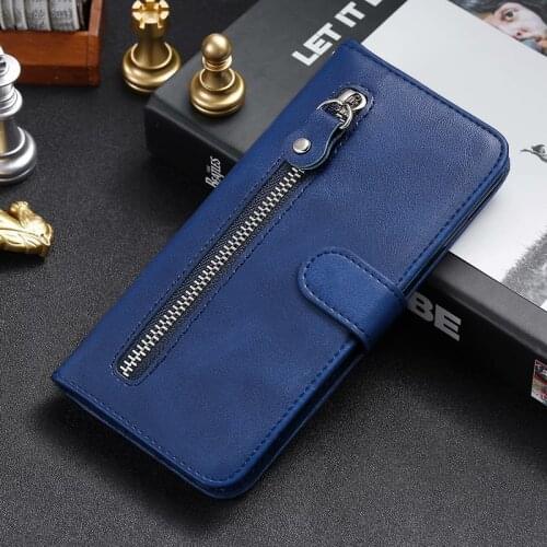 Luxury Plain Zip PU Case for Xiaomi POCO X3 NFC M2 Pro Pocket Money Holder Flip Cases Redmi 9A 9C Note 9 Pro 9s Book Cover