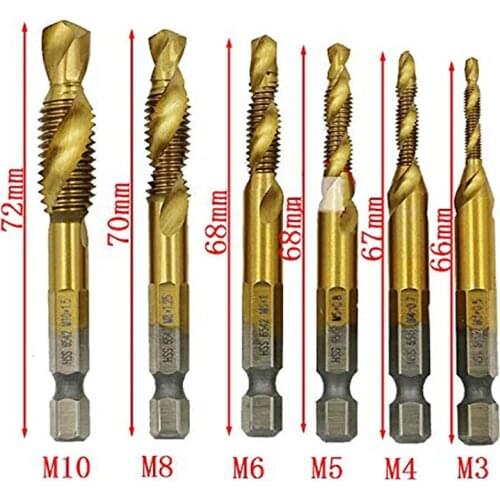 Hand Tap Drill Bits HSS 4341 Screw Spiral Point Thread M3 M4 M5 M6 M8 M10 Metalworking Hex Shank Machine Taps Kit Metric Plug