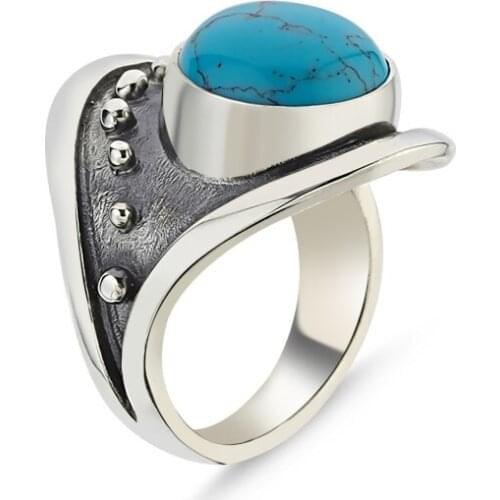 Silverlina Silver Turquoise Stone Handwork Ring