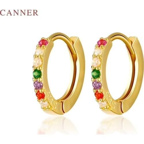 CANNER Earrings For Women S925 Silver Colored Diamond Earrings Piercing Stud Earrings Pendientes Korean Fine Jewelry Joyero