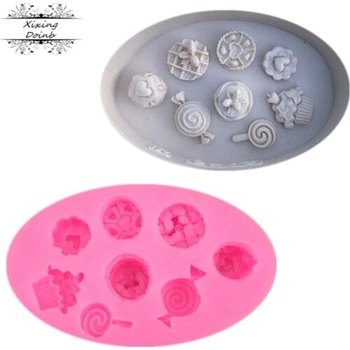 Lollipop Heart Bowknot Shape Silicone Mold Fondant Chocolate Mold Candy Cake Decorating tools Ice cream Baking Tool