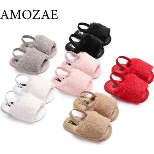 Baby Girls Shoes Faux Fur Slippers Cute Infant Baby Girls Shoes Soft Sole Slipper Comfortable Indoor Shoes for 0-18M