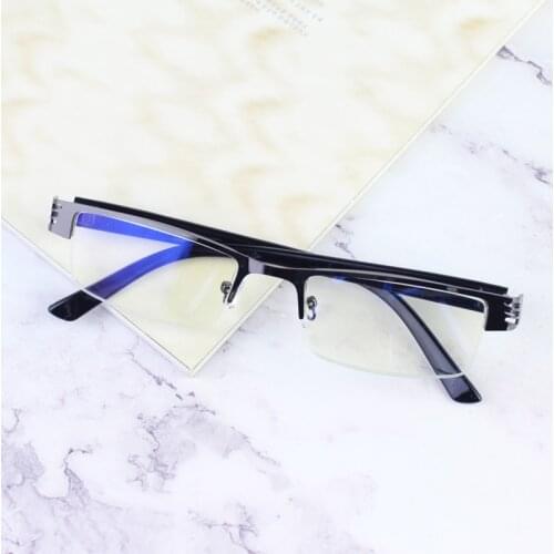 Vintage Reading Glasses Mens Half Frame Eyeglasses Blue Light Blocking For Computer Screen Protection Metal Spectacle 0 1.5 25