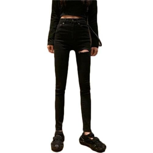 Slim Stretch High Waist Jeans Women 2021 New Spring and Summer Wild Casual Hole Denim Pants Female Jeans Wholesale NS2566