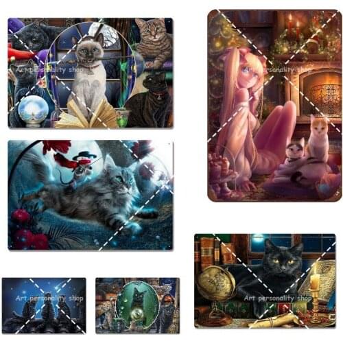 Halloween Cat Tin Sign Bathroom Decor Vintage Home Sign Wall Art Poster Cute Sign Wall Decor Metal Sign Poster 8X12 Inches