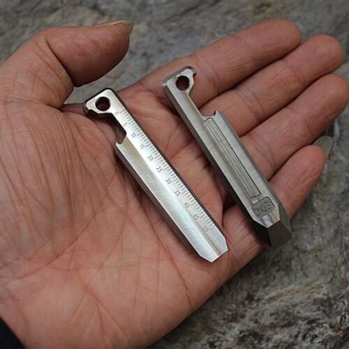 1PC Titanium Alloy EDC Keychain Multi-purpose Tool Card Scale Crowbar Bottle Opener Accessories Tourism Portable Equipment