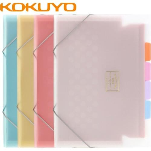 1Pcs KOKUYO colorful A4 organ bag 6 layers 7 bags large capacity color index page learning test paper office business folder