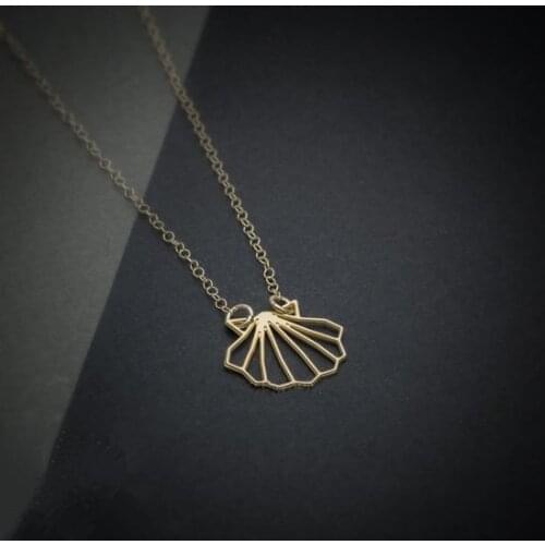 10PCS Geometric Sea Clam Shell Necklace Cute Nautical Ariel Mermaid Conch Seashell Chain Necklaces for Ocean Beach Party Gifts