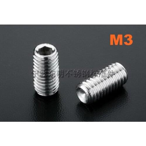 1000pcs/lot M3*2/3/4/5/6/8/10/12/14/16/20 DIN916 Stainless steel hex socket set screw with cup point