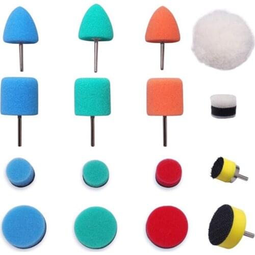 16 PCS Car Detail Polishing Foam Pads Sponge Disc Set Polishing Set Strips Areas Detail Mini Polisher Rotary Tool Polishing Tool