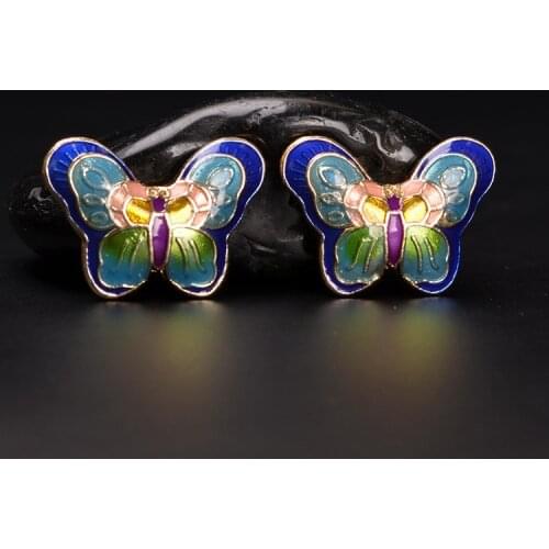 2 PCS 23mm*17mm Fashion Metal Alloy Butterfly Enamel Drops Of Glaze Spacer Beads For Jewelry Making