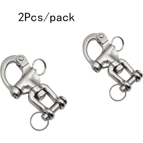 2Pcs Stainless Steel 316 Swivel Shackle Quick Release Boat Anchor Chain Eye Shackle Swivel Snap Hook for Marine 70mm 87mm 128mm