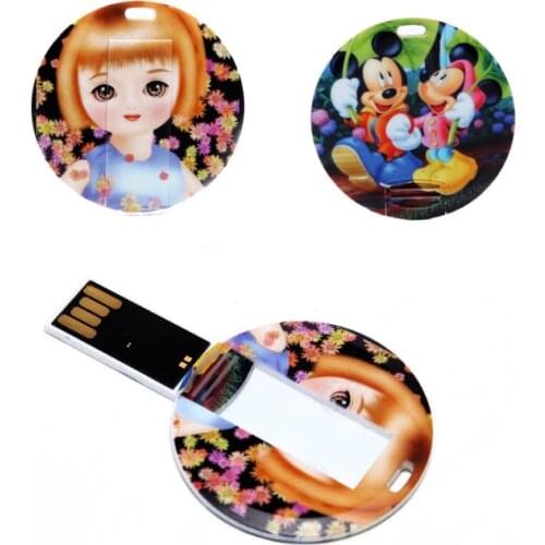 4GB 8GB 16gb 32gb Round credit card usb flash drive with full color logo printing custom usb flash drive (Over 10 Pcs free Logo)